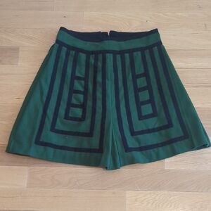 Maeve Green and Black Patterned Skirt